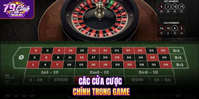 Các cửa cược chính trong game