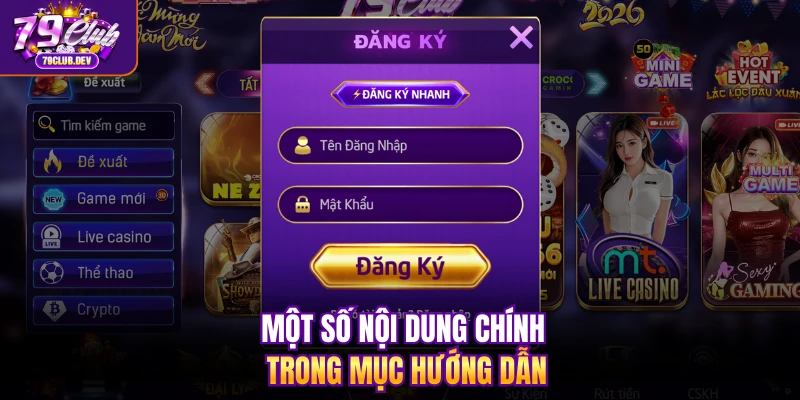 Một số nội dung chính trong mục hướng dẫn