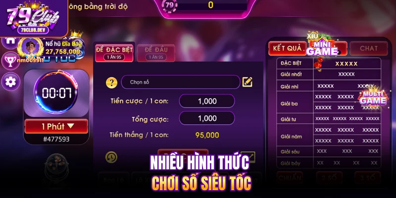 Nhiều hình thức chơi số siêu tốc