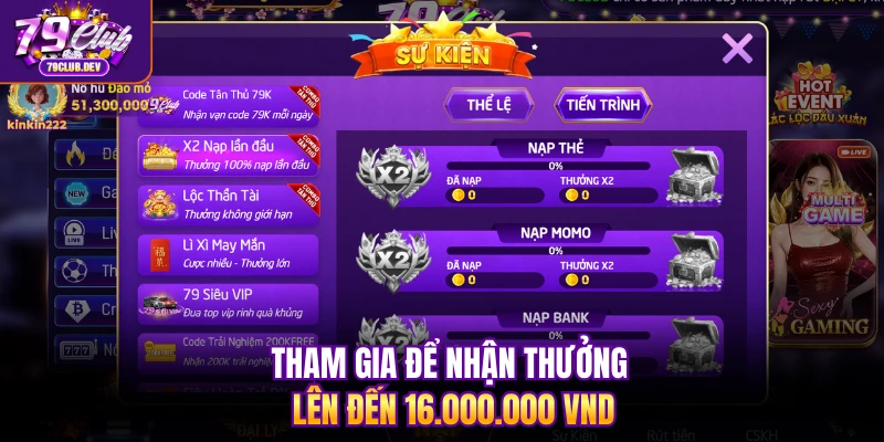 Tham gia để nhận thưởng lên đến 16.000.000 VND