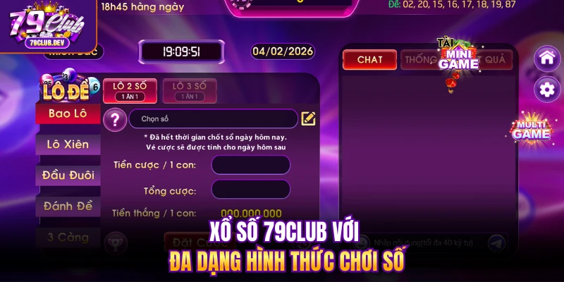 Xổ số 79club với đa dạng hình thức chơi số
